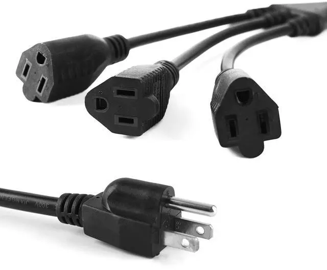 Alt view image 8 of 12 - 1 to 3 Power Cord Splitter Cable, 1.5FT Indoor 3 Prong Power Strip for Halloween Lights, Christmas Decorations, Computer, Scanner, Transformer, and LED Stage Light,16/3 SJT,Black,1pack