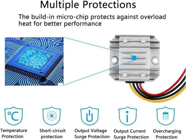 Alt view image 11 of 14 - Voltage Regulator Reducer DC 8V ~ 40V to 12V 3A 36W Converter- DC 36V 24V 18V to 12V Step Down Up Converter Regulator Waterproof Module Transformer for Golf Cart Club Car