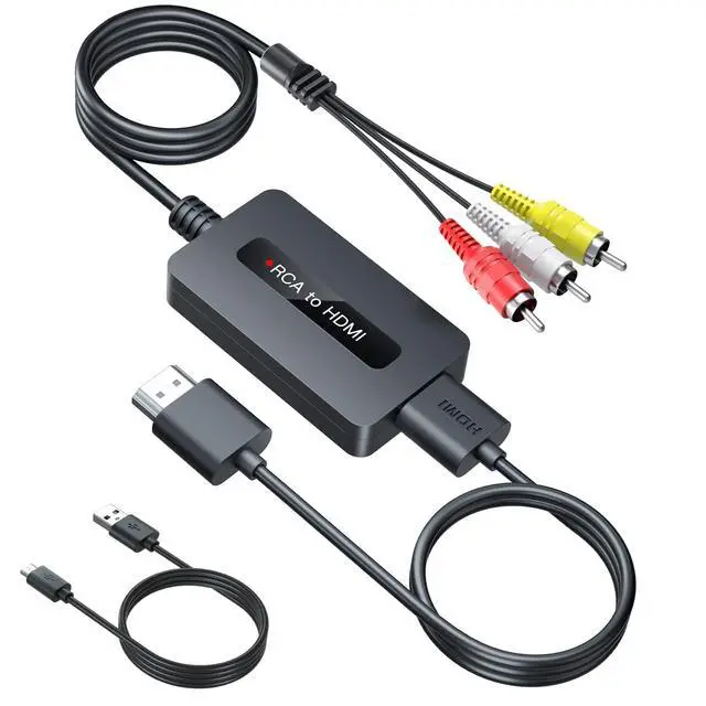 Alt view image 8 of 14 - Male RCA to HDMI Cable Converter, CVBS Composite AV to HDMI Converter, Full HD 720P/ 1080P Output Switch for DVD, STB, R-o-k-u with Female RCA Output