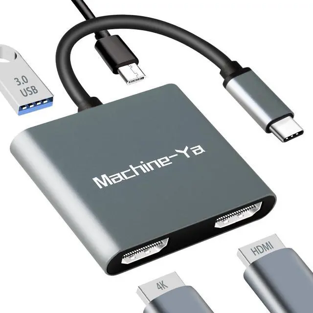 Alt view image 8 of 14 - USB C to Dual HDMI Adapter 4K@60hz,USB C Dual Monitor Adapter with USB 3.0, 100W PD, Type C to Dual HDMI Splitter Extend Display for Chromebook, MacBook, Laptop, HP...