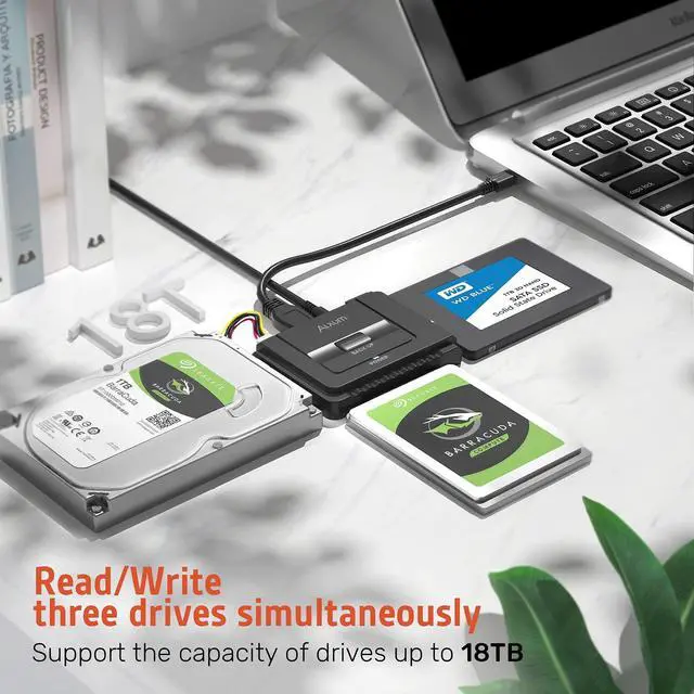 Alt view image 9 of 14 - USB 3.0 to IDE SATA Converter, for Universal 2.5 & 3.5 inches SATA HDD SDD & IDE HDD Drives, Hard Drive Adapter with 12V 2A Power Adapter and USB 3.0 Cable (Type C)