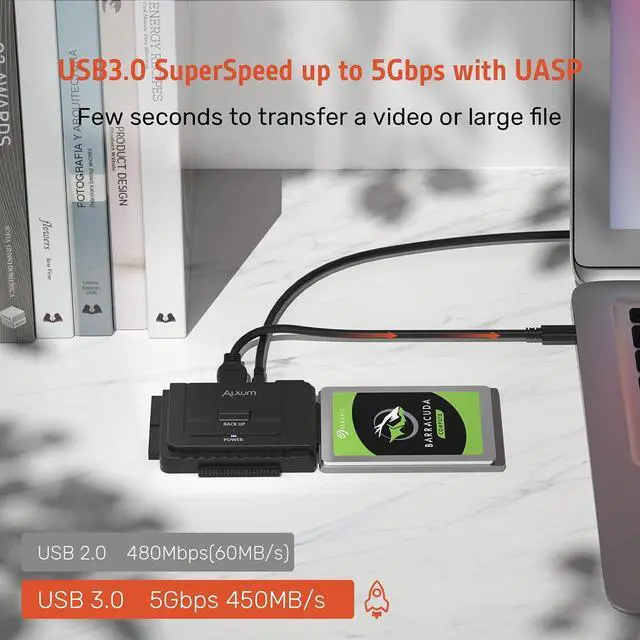 Alt view image 10 of 14 - USB 3.0 to IDE SATA Converter, for Universal 2.5 & 3.5 inches SATA HDD SDD & IDE HDD Drives, Hard Drive Adapter with 12V 2A Power Adapter and USB 3.0 Cable (Type C)