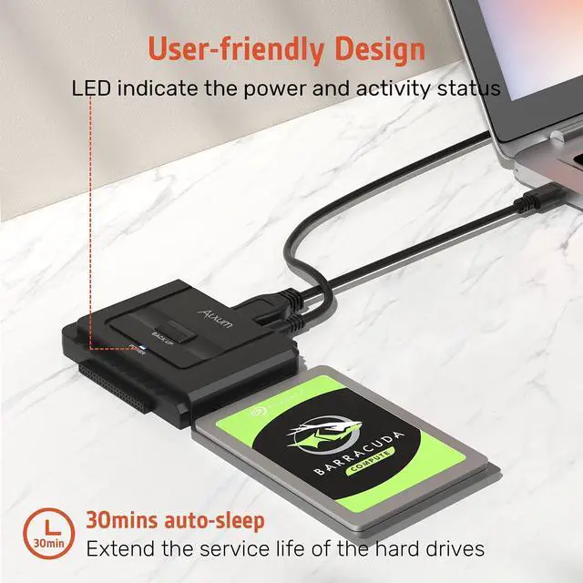 Alt view image 12 of 14 - USB 3.0 to IDE SATA Converter, for Universal 2.5 & 3.5 inches SATA HDD SDD & IDE HDD Drives, Hard Drive Adapter with 12V 2A Power Adapter and USB 3.0 Cable (Type C)