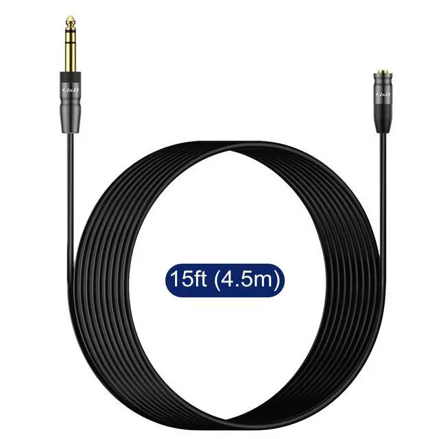 Alt view image 14 of 14 - 1/4 inch to 3.5mm Headphone Adapter, Heavy Duty Copper Shell Connecter Joint 3.5mm 1/8 inch Female TRS to 6.35mm Male TRS Stereo Audio Extension Cable (15 Feet)