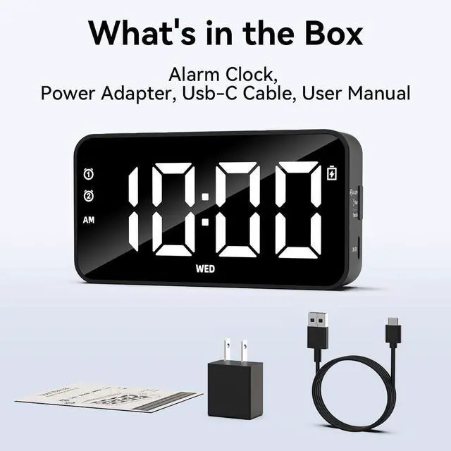 Alt view image 12 of 12 - Plug in Digital Alarm Clocks with Rechargeable Backup Battery for Bedrooms Living Room Study Loud Bedside Desk Clock with Memory Function Dual Alarm 3 Modes Weekends Weekdays Every Day for Kids Adults