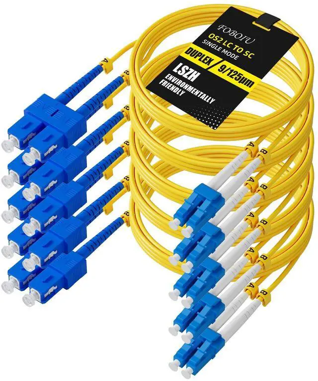 Alt view image 8 of 14 - 5 Pack OS2 Singlemode LC SC Fiber Patch Cable 3m, SC to LC SMF Fiber Optical Cables Duplex Jumper Patch Cords UPC/UPC, 9/125um, LZSH, 1G/10GB Yellow Jumper Cord 3 Meter(10ft)