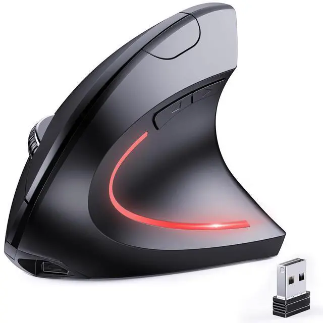 Alt view image 8 of 14 - Bluetooth and 2.4G (2-in-1) Rechargeable Wireless Mouse, Ergonomic Vertical Design, 1000/1200/1600 DPI, 6 Silent Buttons, for Laptop, Computer, PC, MacBook, Chromebook-Black