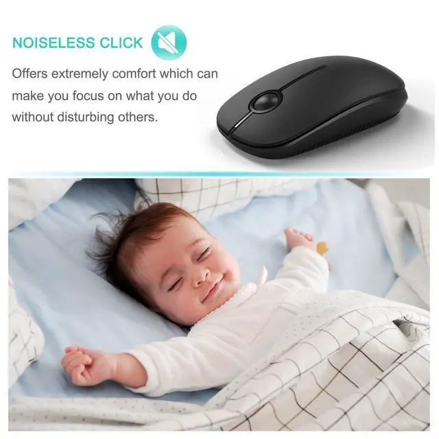 Alt view image 13 of 14 - Wireless Mouse, 2.4G Slim Portable Computer Laptop Mouse with Nano Receiver Quiet Silent Optical Mice for Notebook, PC, Laptop, Computer-Black