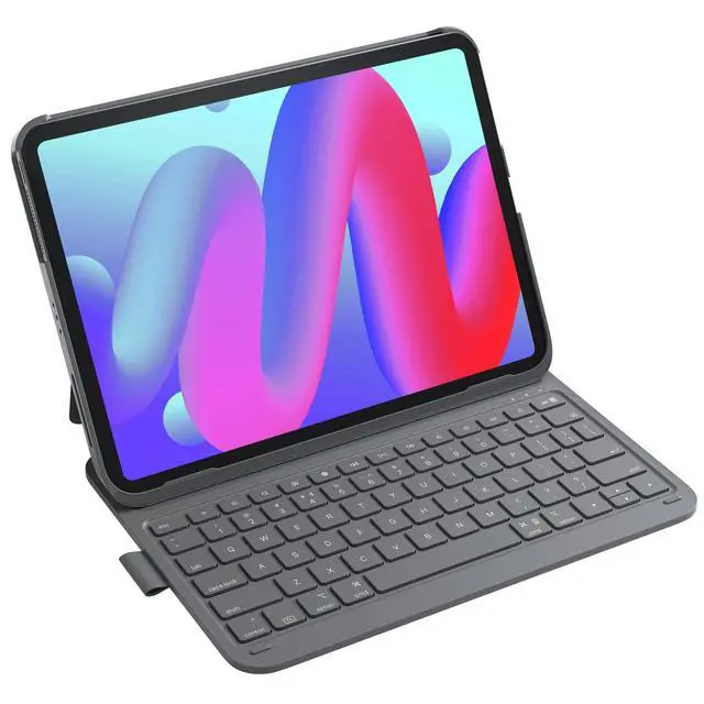 Alt view image 8 of 14 - for iPad 10th/11th Gen Case with Keyboard, Ultralight Keyboard with Pen Holder for A16 2025/10th Gen(2022 10.9"), Air 11" M4/M3/M2 (2026/2025/2024), Air 5/4, Pro 11 4/3/2/1,AirTap Gray