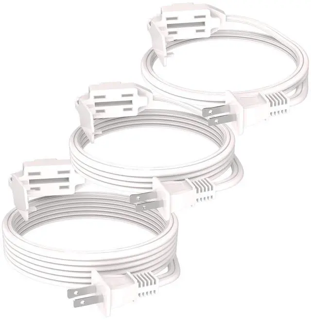 Alt view image 7 of 12 - 3-Pack Indoor Extension Cord (6/9/12FT), 2 Prong White Extension Cord, 3 Polarized Outlets with Safety Cap Protect for Home Office, 16/2 SPT-2 ETL Listed