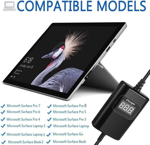 Alt view image 10 of 10 - Surface Pro Laptop Car Charger 65W 15V 4.5A Surface Car Charger Compatible with Surface Pro 9/8/7/6/5/4/3 Surface Laptop1/2/3/4/5/ Studio Surface Go1/2/3 Surface Book1/2/3