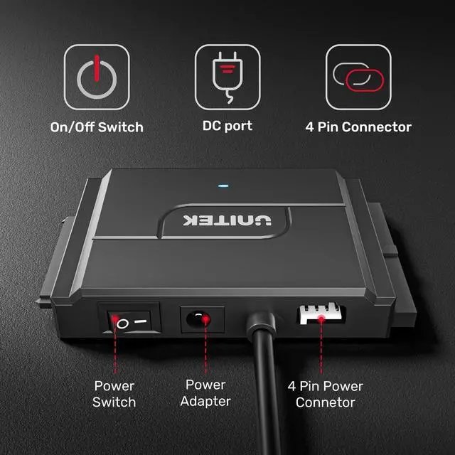 Alt view image 10 of 14 - SATA/IDE to USB 3.0 Adapter, IDE Hard Drive Adapter for Universal 2.5"/3.5" Inch IDE and SATA External HDD/SSD with 12V 2A Power Adapter, Support 10TB
