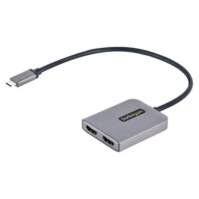 Alt view image 8 of 14 - USB-C to Dual HDMI Adapter, USB Type-C Multi-Monitor MST Hub, Dual 4K 60Hz HDMI Laptop Display Extender / Splitter, HDR, Extra-Long Built-In Cable, Windows Only (MST14CD122HD)