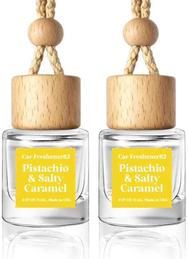 Alt view image 8 of 14 - Car Air Freshener Diffuser 2 Pack Hanging Pistachio Salty Caramel Car Air Freshener for Women 45+ days Long Lasting Fragrance Made in USA (P62)