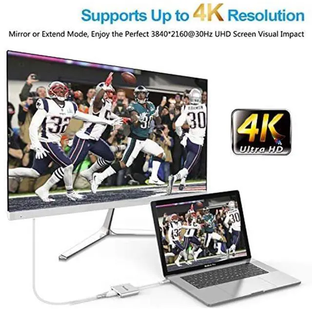 Alt view image 11 of 14 - USB C to HDMI Multiport Adapter USB 3.1 Gen 1 Thumderbolt 3 to HDMI 4K Video Converter /USB 3.0 hub Port PD Quick Charging Port with Large Projection