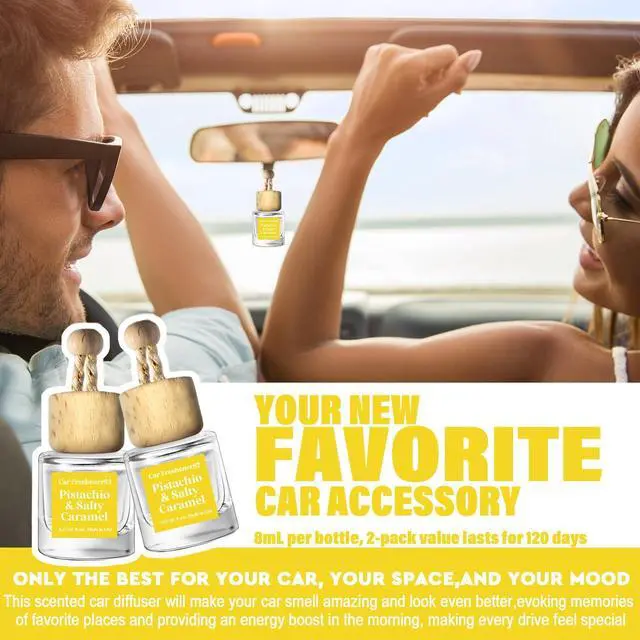 Alt view image 11 of 14 - Car Air Freshener Diffuser 2 Pack Hanging Pistachio Salty Caramel Car Air Freshener for Women 45+ days Long Lasting Fragrance Made in USA (P62)