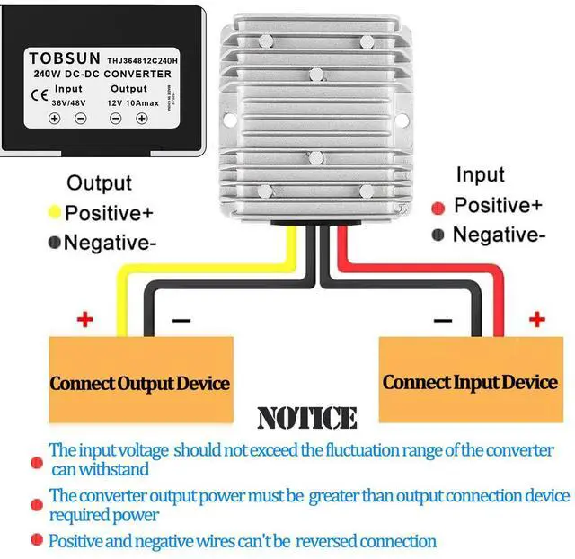 Alt view image 12 of 14 - 48V 36V to 12V Voltage Converter 240W 20A Regulator Step Down to 12V DC- DC Convert Reducer with Fuse Waterproof Power Supply Transformer Module for Golf Cart Scooters