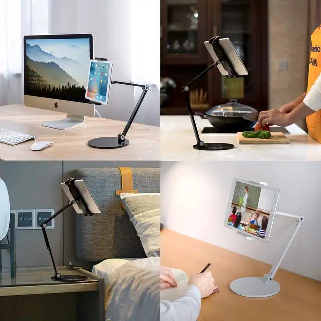 Alt view image 8 of 12 - iPad Stand for Desk, Surface Pro Holder, Multi-Angle Adjustable Tablet Stand Holder for 4.7''- 13'' Screen Microsoft Surface Series, iPad Series,Samsung Galaxy Tabs,Amazon Kindle Fire, Etc. (Black)