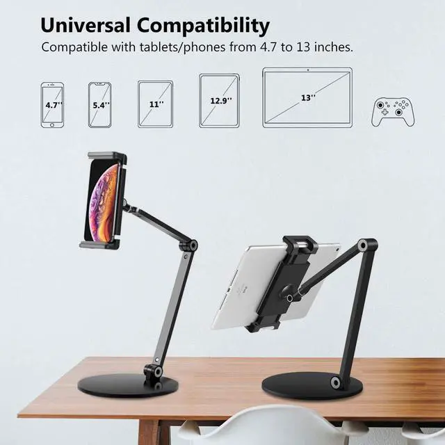 Alt view image 11 of 12 - iPad Stand for Desk, Surface Pro Holder, Multi-Angle Adjustable Tablet Stand Holder for 4.7''- 13'' Screen Microsoft Surface Series, iPad Series,Samsung Galaxy Tabs,Amazon Kindle Fire, Etc. (Black)