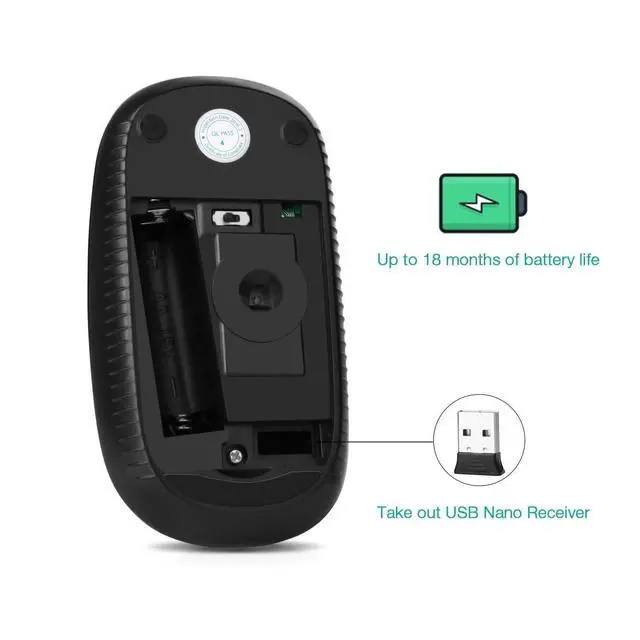 Alt view image 14 of 14 - Wireless Mouse, 2.4G Slim Portable Computer Laptop Mouse with Nano Receiver Quiet Silent Optical Mice for Notebook, PC, Laptop, Computer-Black