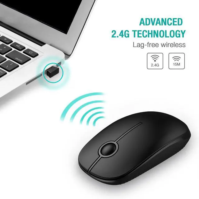 Alt view image 10 of 14 - Wireless Mouse, 2.4G Slim Portable Computer Laptop Mouse with Nano Receiver Quiet Silent Optical Mice for Notebook, PC, Laptop, Computer-Black