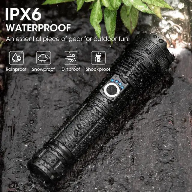 Alt view image 13 of 14 - Rechargeable 99,000 High Lumens Flashlight - 2Pack Bright LED Flash Light with 5 Modes, Powerful Waterproof Handheld Lintera for Camping Home