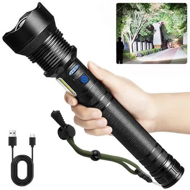 Alt view image 8 of 14 - Flashlights High Lumens Rechargeable, 99,000 Lumens Super Bright Led Flashlight, Flash Light with 7 Modes, IPX6 Waterproof, Handheld Powerful Flashlight for Camping, Emergencies (Black)