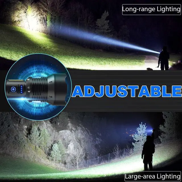 Alt view image 10 of 14 - Flashlights High Lumens Rechargeable, 99,000 Lumens Super Bright Led Flashlight, Flash Light with 7 Modes, IPX6 Waterproof, Handheld Powerful Flashlight for Camping, Emergencies (Black)