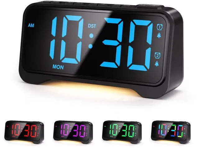 Alt view image 8 of 14 - Super Loud Alarm Clock for Bedrooms,Weekend/Weekday Mode, Dimmer, Snooze, 12/24H, DST, Battery Backup for Heavy Sleepers, Adults (Black)