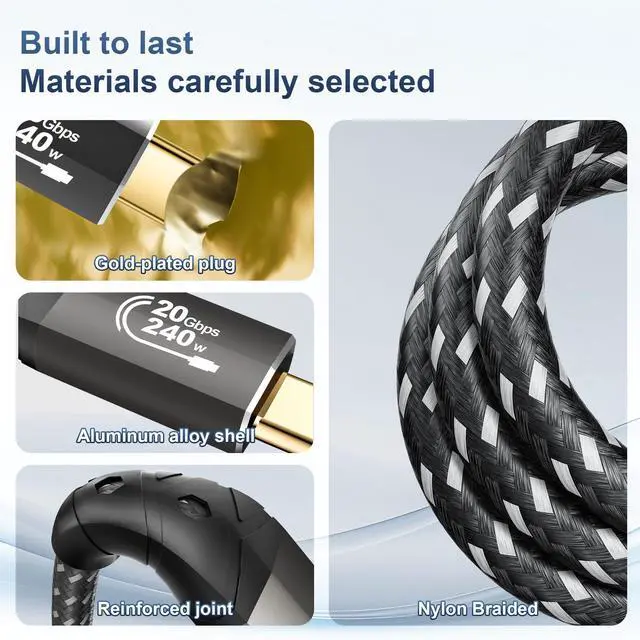 Alt view image 13 of 14 - USB C Extension Cord 16FT, (USB 3.2 20Gbps Type C Extender, PD 3.1 240W 48V/5A), Video 8K@30Hz, 4K@144Hz/ 60Hz USBC Extension Cable for PSVR2, iPhone 16/15, iPad, MacBook, Dell XPS, Switch