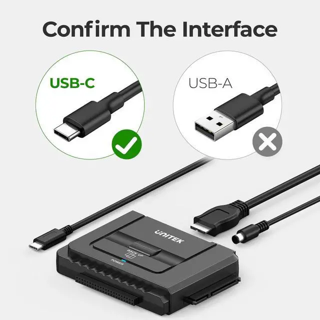 Alt view image 14 of 14 - USB C to IDE and SATA Converter External Hard Drive Adapter Kit for Universal 2.5/3.5 HDD/SSD Hard Drive Disk, One Touch Backup Function, Included 12V/2A Power Adapter