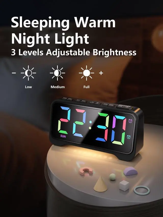 Alt view image 11 of 14 - Super Loud Alarm Clock for Bedrooms,Weekend/Weekday Mode, Dimmer, Snooze, 12/24H, DST, Battery Backup for Heavy Sleepers, Adults (Black)