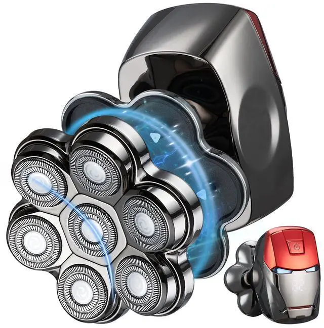 Alt view image 8 of 14 - Head Shavers for Bald Men Upgraded Detachable Magnetic Head Shaver - IPX7 Waterproof Wet or Dry Electric Razor for Men - 7D LED Display Rechargeable Shaving Grooming Kit with Type-C Charge