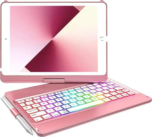Alt view image 8 of 14 - Keyboard Case Compatible with iPad 10.2 inch 9th Gen 2021,for iPad 8th Generation 2020, 7 Color Backlit 360 Rotatable Wireless Detachable Bluetooth Keyboard Cover Tablet Case