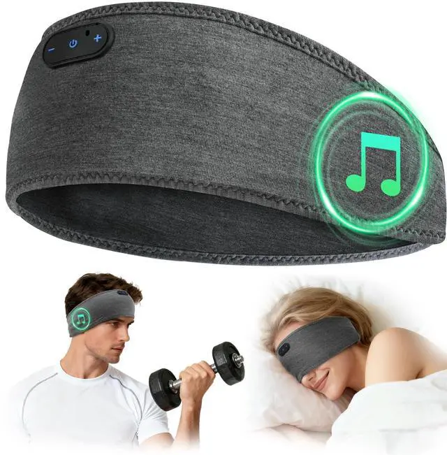 Alt view image 8 of 14 - Bamboo Cotton Sleep Headphones,Ultra-Soft Wireless Headband Bluetooth for Side Sleepers, with 14H Playtime & Bluetooth 6.0, 4-in-1 Music Sleep Earphones for Side Sleeping(Grey)