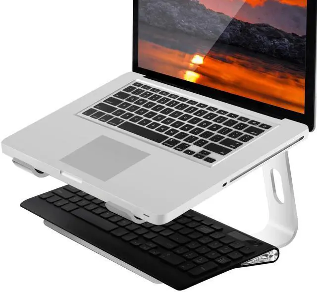 Alt view image 12 of 14 - Laptop Stand Portable Aluminum Laptop Riser Compatible with Mac MacBook Air Pro 10 to 15.6 Inch Notebook Computer, Detachable Ergonomic Elevator Holder, Silver