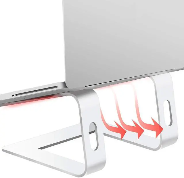 Alt view image 11 of 14 - Laptop Stand Portable Aluminum Laptop Riser Compatible with Mac MacBook Air Pro 10 to 15.6 Inch Notebook Computer, Detachable Ergonomic Elevator Holder, Silver