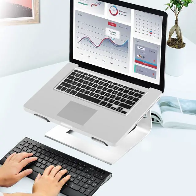 Alt view image 13 of 14 - Laptop Stand Portable Aluminum Laptop Riser Compatible with Mac MacBook Air Pro 10 to 15.6 Inch Notebook Computer, Detachable Ergonomic Elevator Holder, Silver