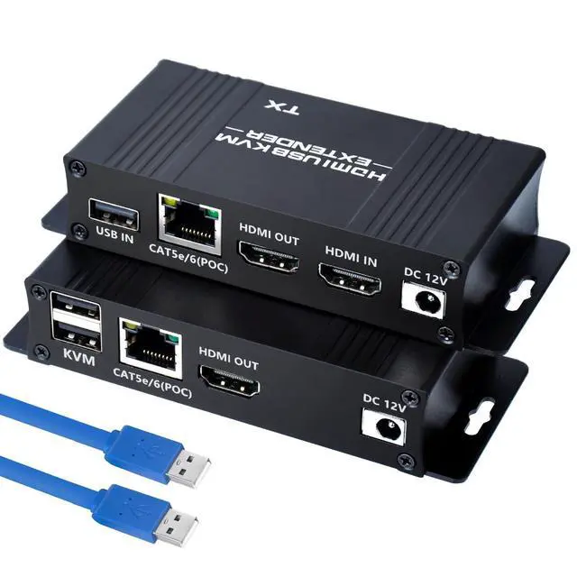 Alt view image 8 of 14 - 164ft HDMI KVM USB Extender, HDMI to RJ45 Over Cat5e/6/7, Zero Latency 1080p@60Hz USB Keyboard/Mouse Control, Single Power Plug & Play, for Home Theater Outdoor (Transmitter + Receiver)