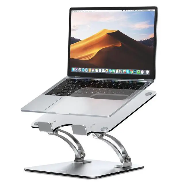 Alt view image 8 of 14 - Ergonomic Adjustable Laptop Stand for Desk, Dual Foldable Computer Riser with Advanced Heat-Vent, Heavy-Duty Portable Notebook Holder for Posture Correction, Compatible with Mac 10-17" Laptops
