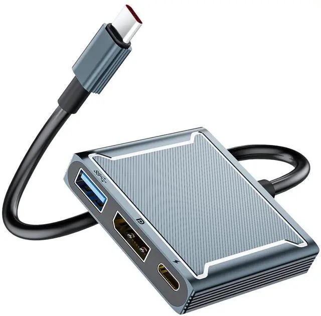 Alt view image 8 of 14 - USB C to DisplayPort Multiport Adapter Dock, 3-in-1 Type C Hub with 1xDP 1.4 + 1xUSB 2.0 + 1xPD Charging Port(Type C), 8K 60Hz/ 100W PD/DP ALT Mode Supported for Macboo pro, iPad pro, Monitor