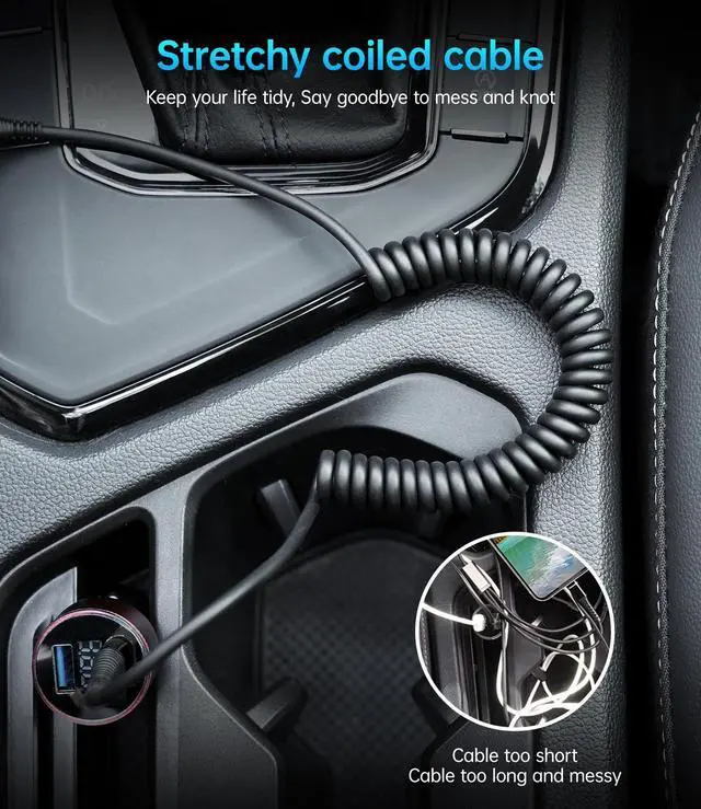Alt view image 12 of 14 - USB C Cable Fast Charging, 2Pack 3ft Coiled USB A to USB C Charge Cable for Car, USB-C Charging Cord Compatible with iPhone 17/16/15/Pro Max/Plus/Samsung Galaxy S20 S10 and More Type C Devices-Black
