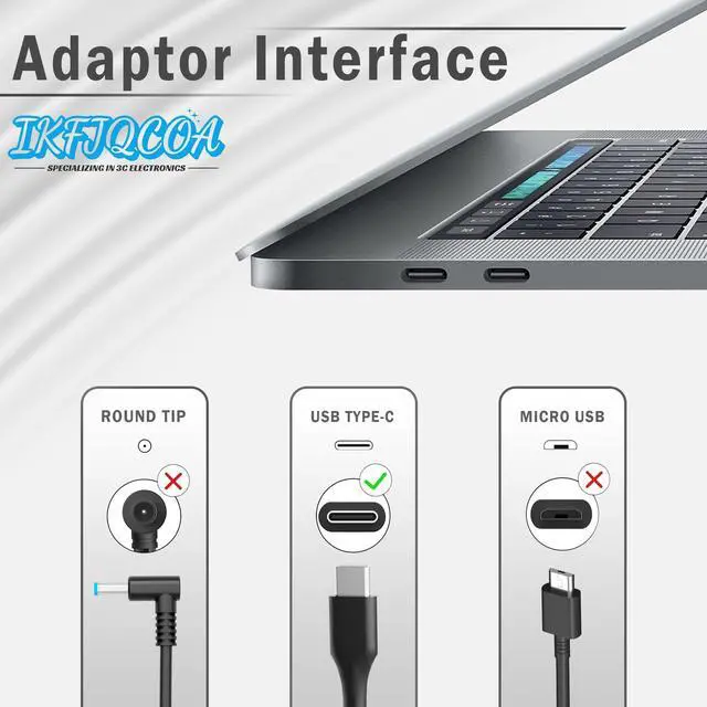 Alt view image 10 of 14 - 65W 45W USB C Laptop Charger Compatible with Lenovo ThinkPad X1 X280 T14 T15 T480 T480s T490 T580 T590 E14 E15 E16,Yoga 6 7 720 730 C740 C940,Chromebook 300e,TypeC Fast AC Adapter Power Cord