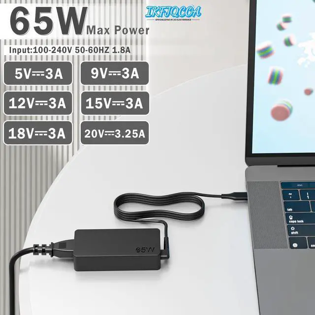 Alt view image 9 of 14 - 65W 45W USB C Laptop Charger Compatible with Lenovo ThinkPad X1 X280 T14 T15 T480 T480s T490 T580 T590 E14 E15 E16,Yoga 6 7 720 730 C740 C940,Chromebook 300e,TypeC Fast AC Adapter Power Cord