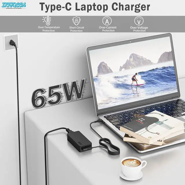 Alt view image 13 of 14 - 65W 45W USB C Laptop Charger Compatible with Lenovo ThinkPad X1 X280 T14 T15 T480 T480s T490 T580 T590 E14 E15 E16,Yoga 6 7 720 730 C740 C940,Chromebook 300e,TypeC Fast AC Adapter Power Cord