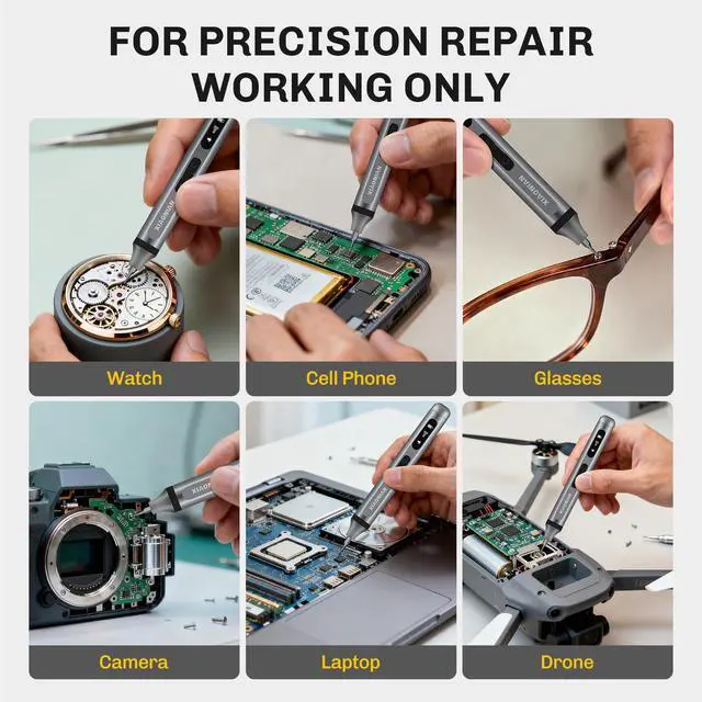 Alt view image 9 of 14 - 52 in 1 Electric Screwdriver Set,3.7V Mini Precision Screwdriver Set with 48 S2 Magnetic Bits,USB-C Charging Cable,LED Light,Small Repair Tool Kit for Phone,Watch,Eyeglasses,PC,Camera,Laptop