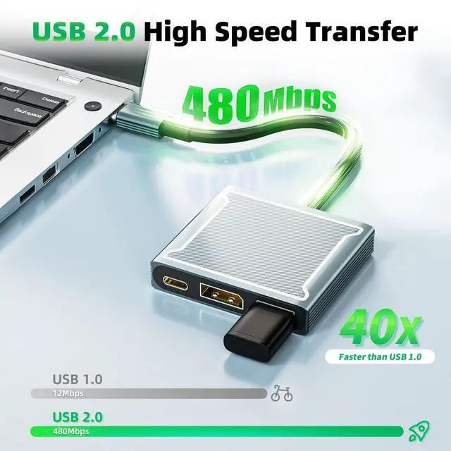 Alt view image 13 of 14 - USB C to DisplayPort Multiport Adapter Dock, 3-in-1 Type C Hub with 1xDP 1.4 + 1xUSB 2.0 + 1xPD Charging Port(Type C), 8K 60Hz/ 100W PD/DP ALT Mode Supported for Macboo pro, iPad pro, Monitor