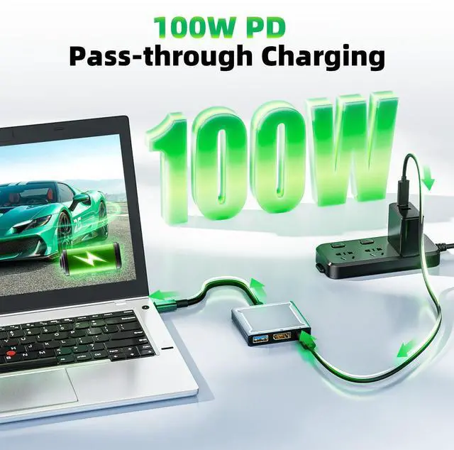 Alt view image 12 of 14 - USB C to DisplayPort Multiport Adapter Dock, 3-in-1 Type C Hub with 1xDP 1.4 + 1xUSB 2.0 + 1xPD Charging Port(Type C), 8K 60Hz/ 100W PD/DP ALT Mode Supported for Macboo pro, iPad pro, Monitor