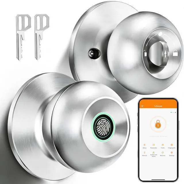 Alt view image 8 of 14 - Smart Door Knob,Fingerprint Door Knob,Biometric Smart Door Lock with App Control,Metal Alloy Door Knob,Easy Installation,Great for Bedrooms,Cloakroom,Apartments Offices,Hotel(Sliver)