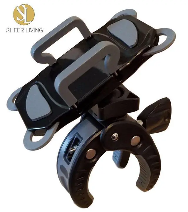Alt view image 14 of 14 - Stroller Phone Holder, Shopping Cart, Golf Cart, Push Cart, Bike Phone Mount, for Motorcycle, Scooter, ATV, Boat, Spin Bike, Treadmill, Handlebar- Universal- iPhone, Cell Phone Clamp (Grey)